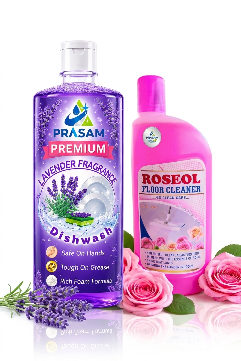 Lavender Fragrance Dishwash & Rose Floor Cleaner Combo