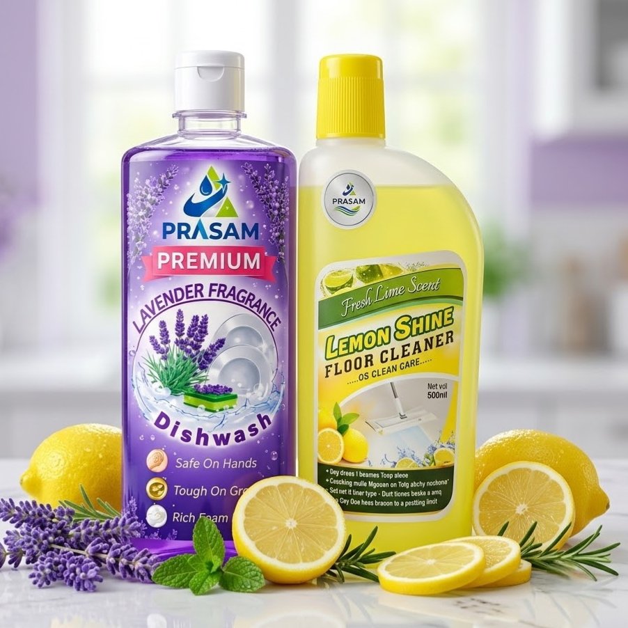 Lavender Fragrance Dishwash & Lemon Floor Cleaner Combo (500ml) Each