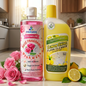 Premium Rose fragrance Dishwash & Lemon shine floor cleaner combo (500ml) Each