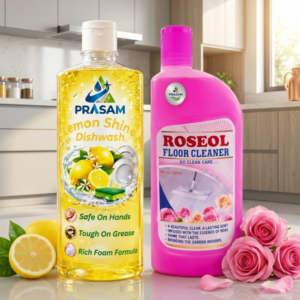 Lemon Fragrance Dishwash & Rose Floor Cleaner Combo (500ml) Each